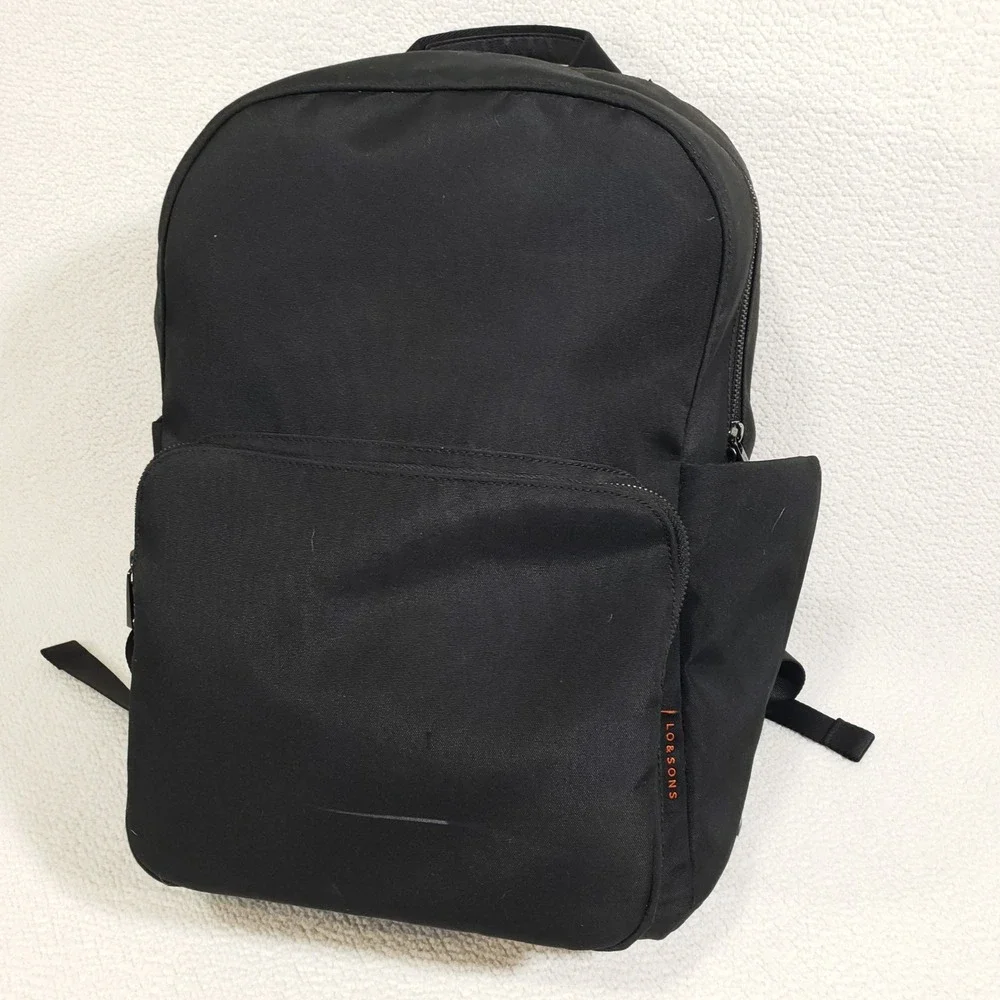 Lo and Sons Hanover Supreme Backpack Black Waxed Poly 16